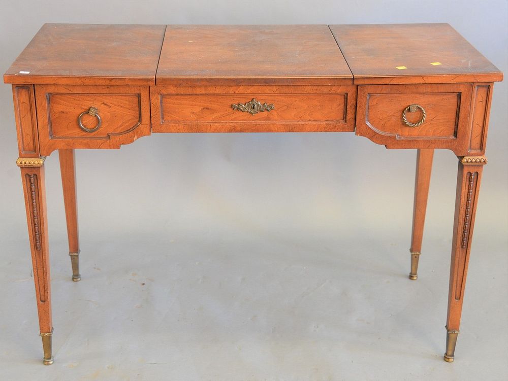 Appraisal: Continental-style fruitwood writing table ht top x Continental-style fruitwood writing