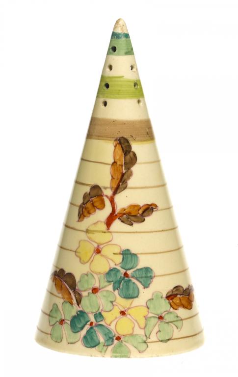 Appraisal: CLARICE CLIFF AN A J WILKINSON HYDRANGEA CONICAL SUGAR CASTER