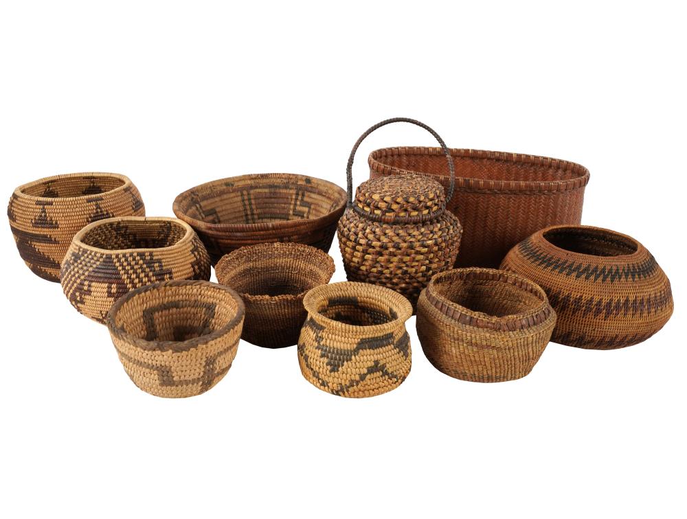 Appraisal: COLLECTION OF TEN NATIVE AMERICAN BASKETSProvenance The Estate of James