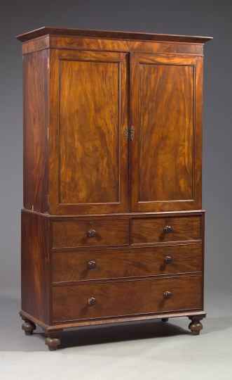 Appraisal: Victorian Mahogany Linen Press second half th century the upper