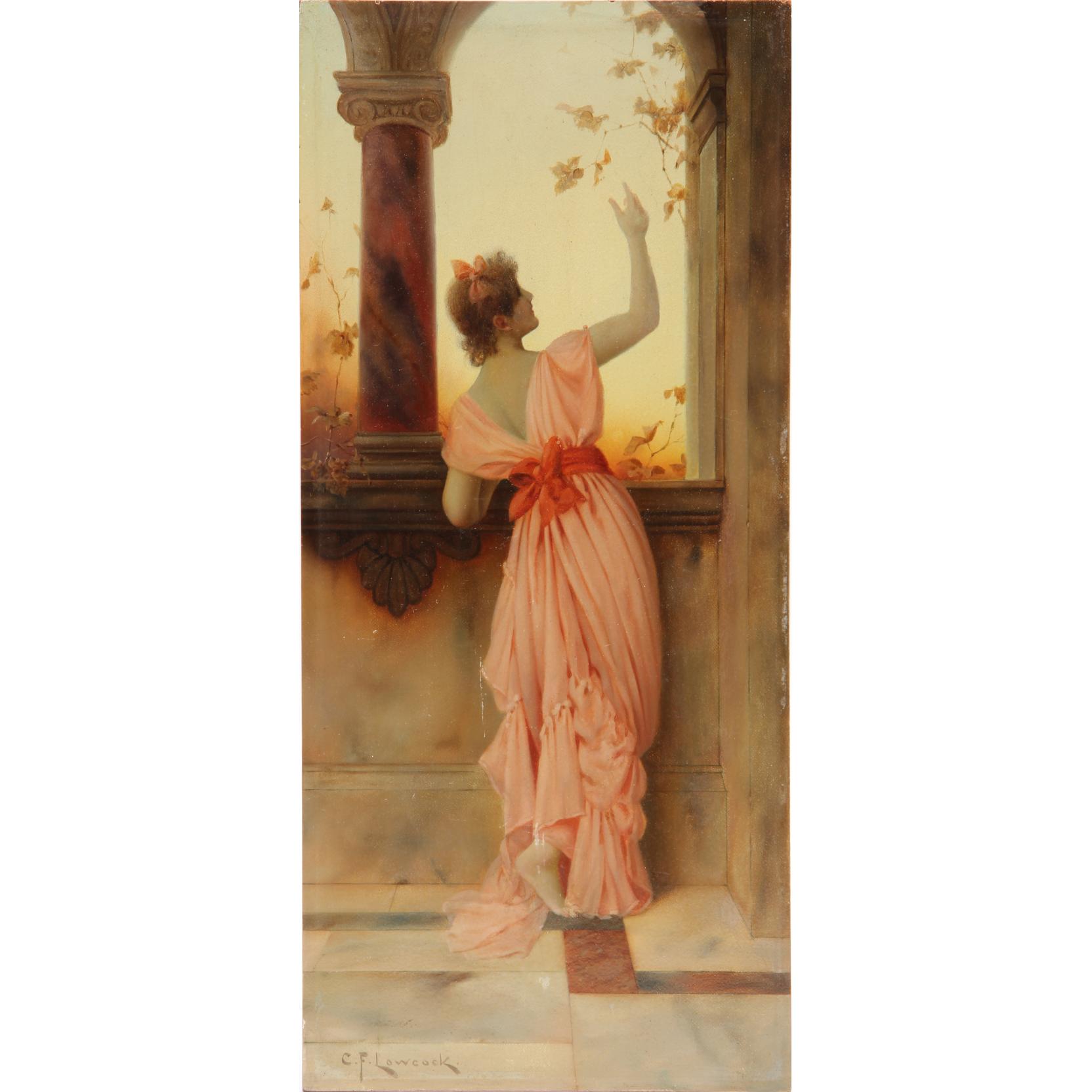 Appraisal: Charles Lowcock Br fl - Woman in Rose oil on