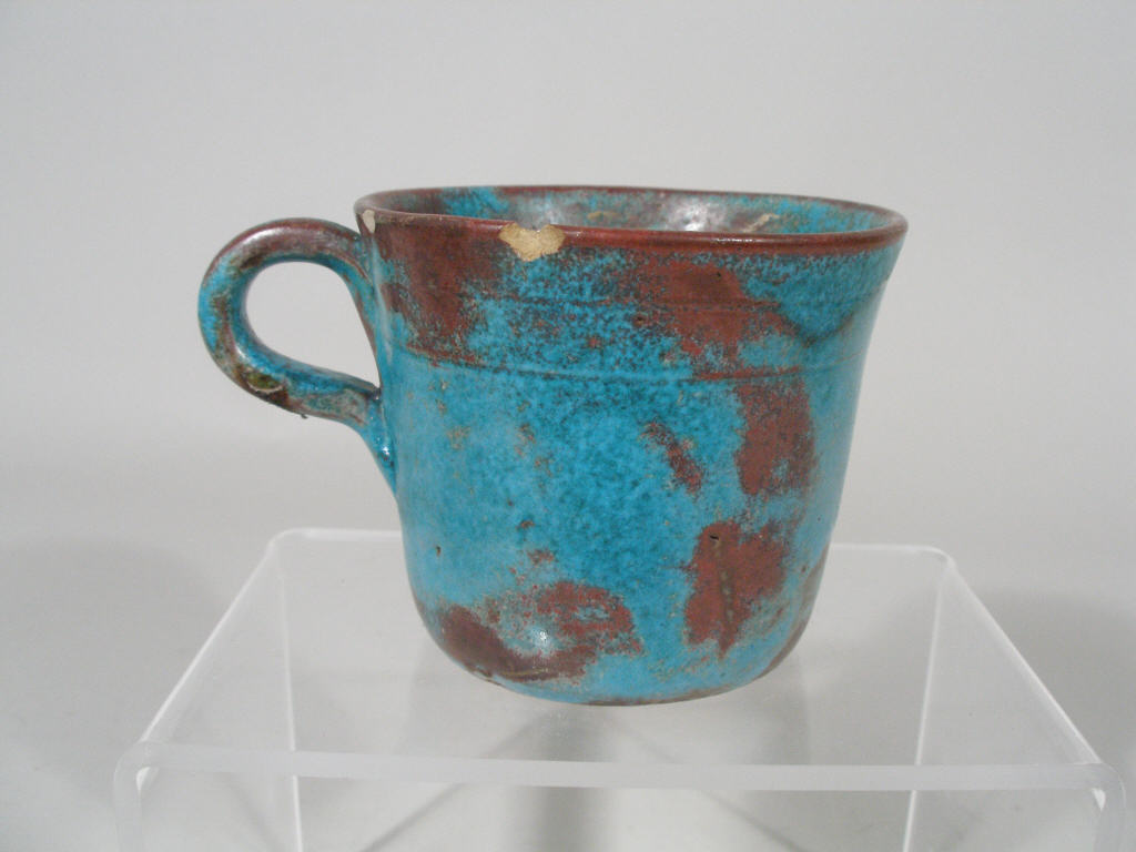 Appraisal: NC Pottery Jugtown Cup Chinese blue glaze on earthenware cup