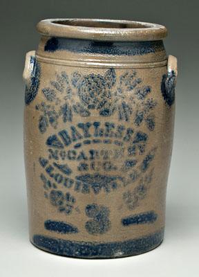 Appraisal: Bayless stoneware jar salt glazed with extensive cobalt decoration including