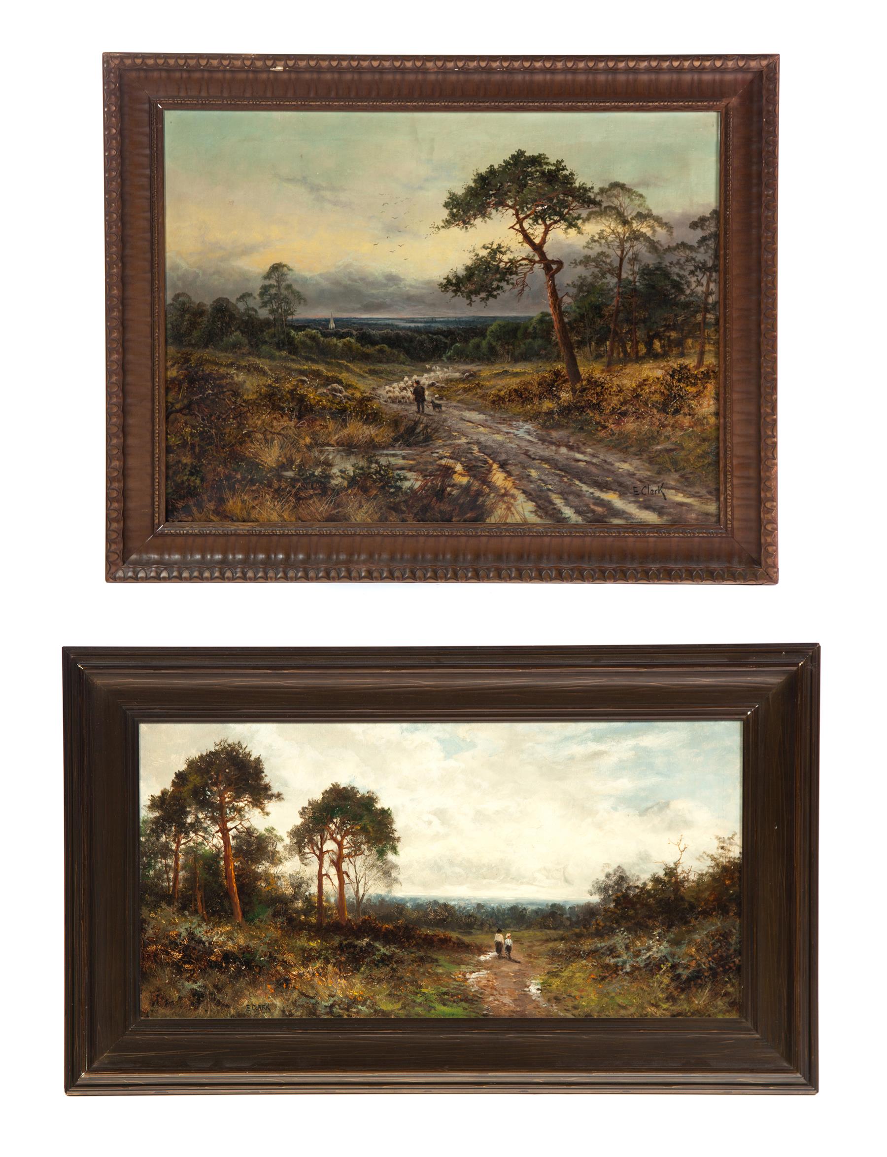 Appraisal: TWO LANDSCAPES BY E CLARK AMERICAN LATE TH CENTURY Oil