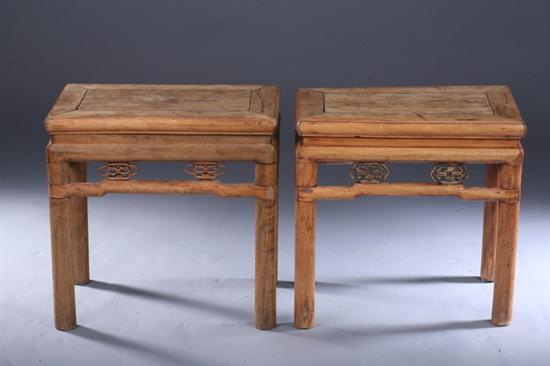 Appraisal: PAIR CHINESE SOFTWOOD STOOLS - in x in in