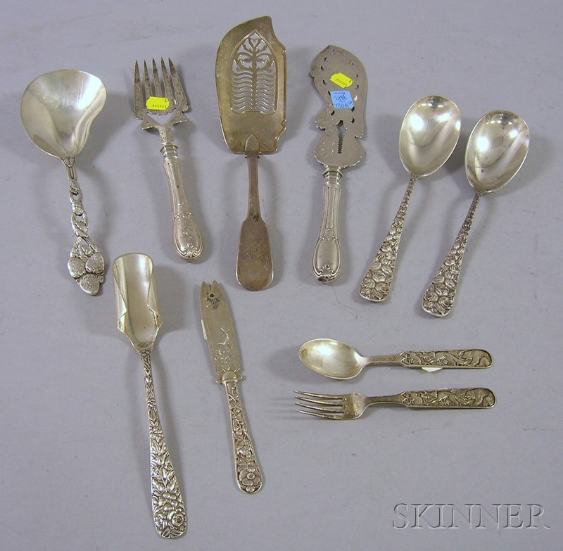 Appraisal: Ten Pieces of Sterling Silver Flatware a two piece continental