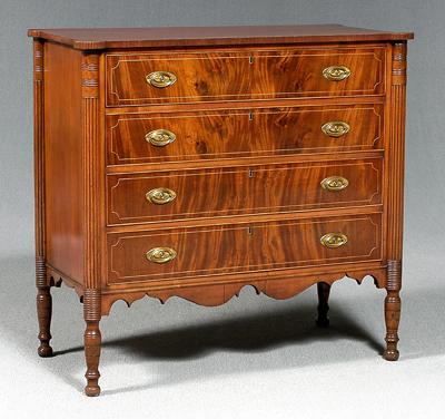 Appraisal: New England Federal mahogany chest top with outset corners and