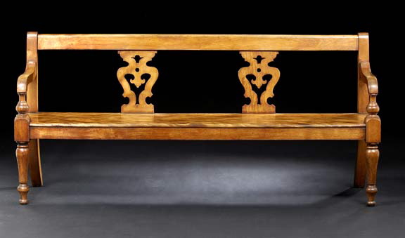 Appraisal: Provincial Restauration Fruitwood Bench comprised of antique elements the rounded