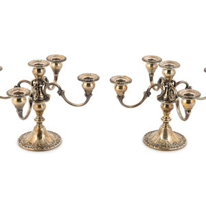 Appraisal: A Pair of Gorham Weighted Silver Candelabra Height inches Property