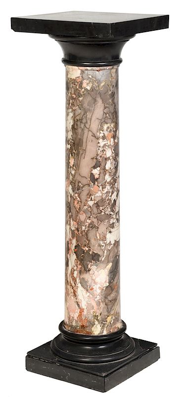 Appraisal: Variegated Marble Column Continental th century square black base tapering