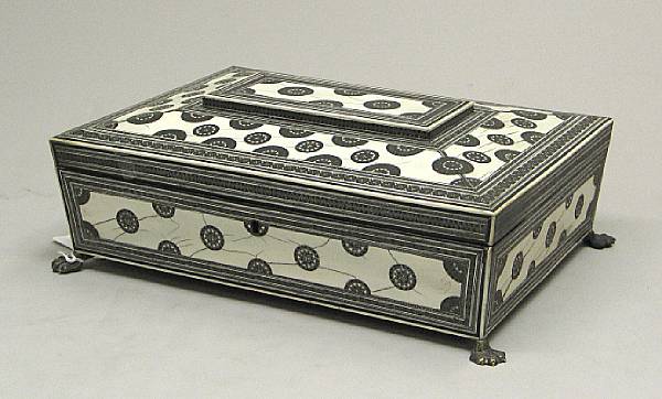 Appraisal: An Anglo-Indian ivory and sandalwood sewing casket probably Bombay mid