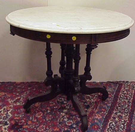 Appraisal: th C Victorian round table marble top over skirt with