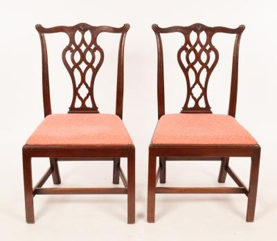 Appraisal: A pair of th Century mahogany single chairs with interlaced