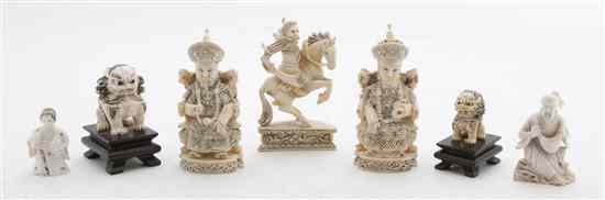 Appraisal: A Group of Seven Carved Ivory Figures comprising a seated