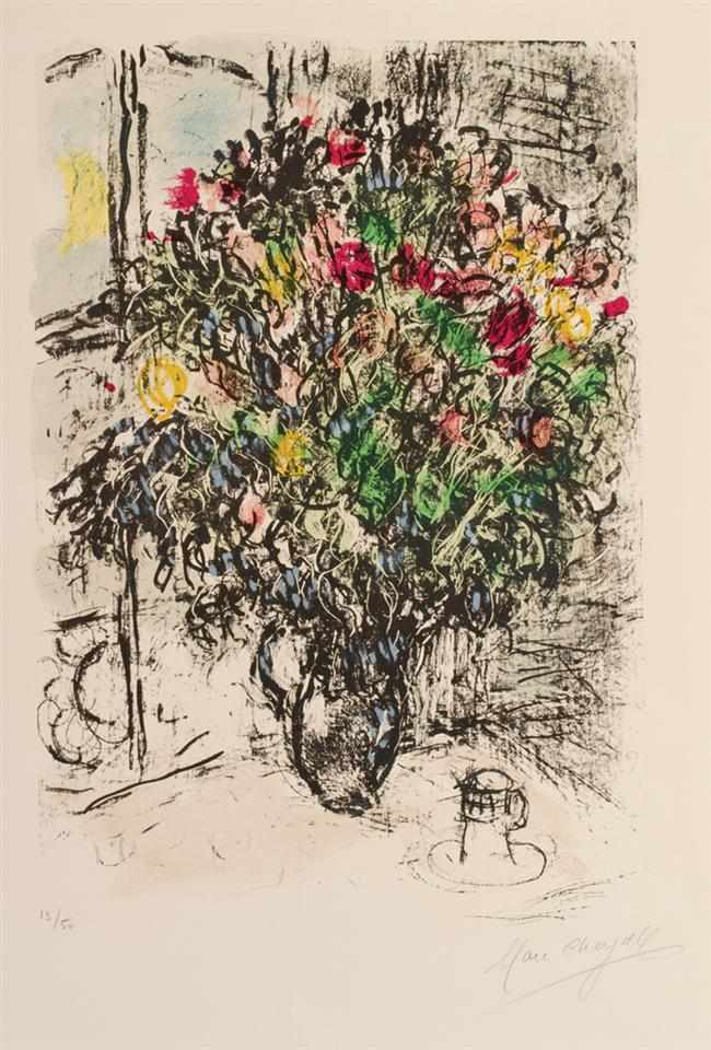 Appraisal: MARC CHAGALL French Russian - ''Red Bouquet'' lithograph Mourlot signed