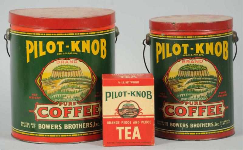 Appraisal: Lot of Pilot Knob Coffee Tins Tea Box Repaint on