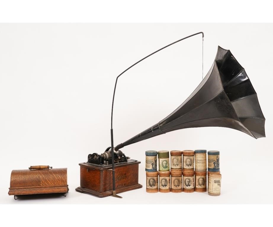 Appraisal: Edison oak cased phonograph serial with morning glory horn and