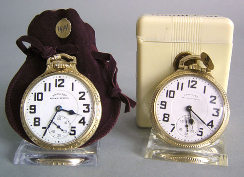 Appraisal: Two Hamilton Railway Special -jewel open face pocket watches K