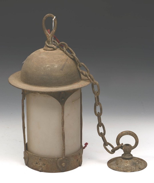 Appraisal: AN ART NOUVEAU METAL HALL LANTERN of domed form cm