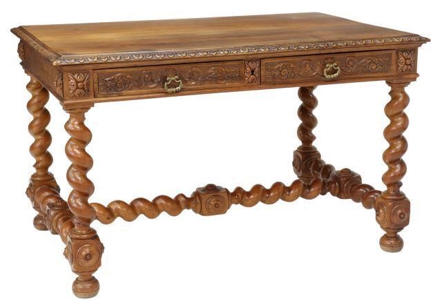 Appraisal: French Henri II style walnut writing desk late th c