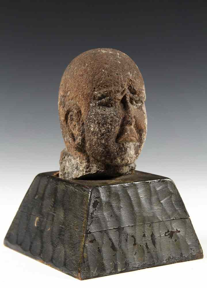 Appraisal: ANCIENT STONE BUDDHA HEAD - th c or Earlier Stone