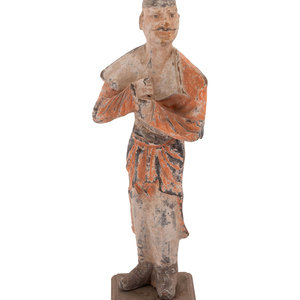 Appraisal: A Chinese Painted Pottery Figure of a Foreign Groom Tang