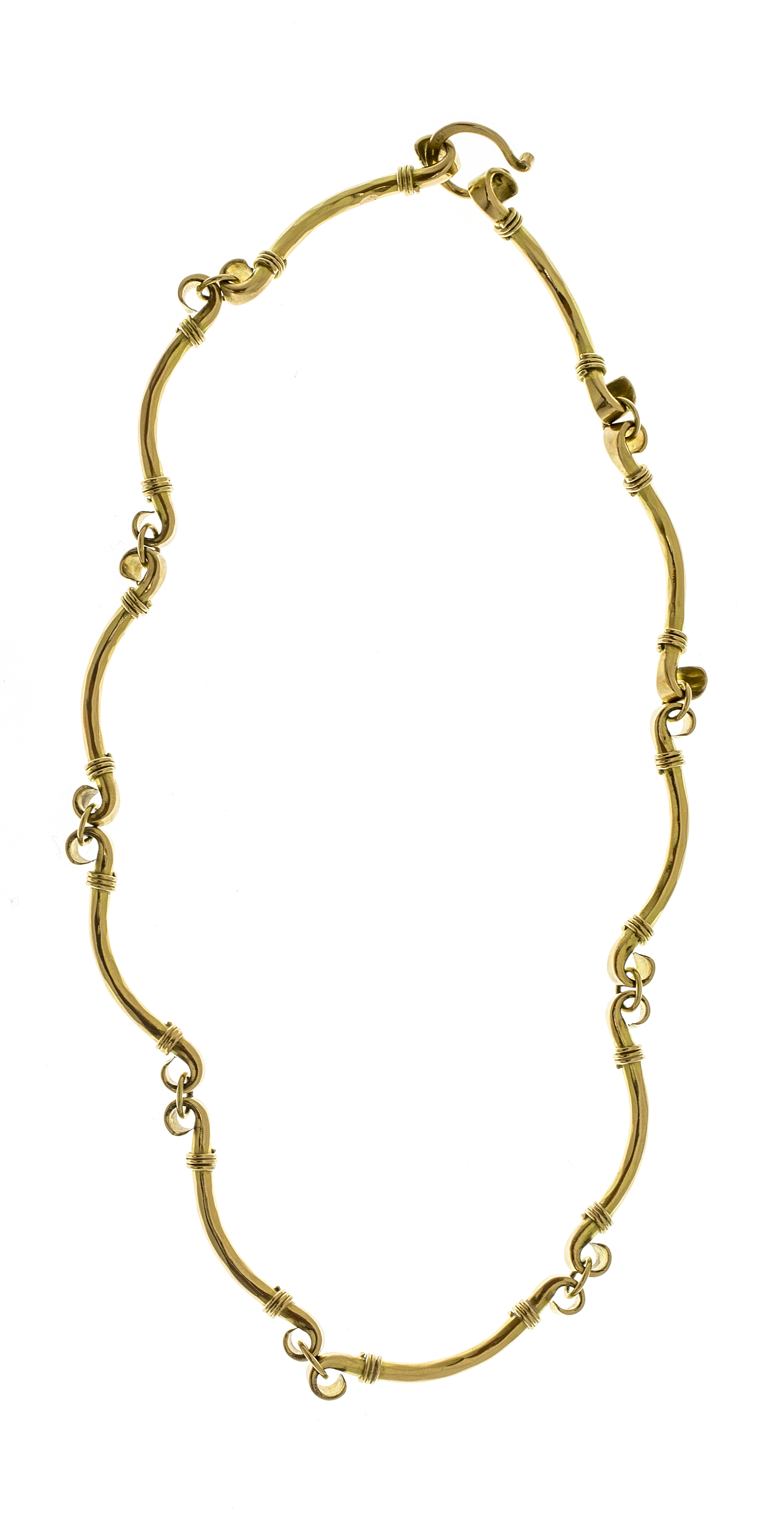 Appraisal: KT YELLOW GOLD NECKLACE With ox yoke-form links Marked with