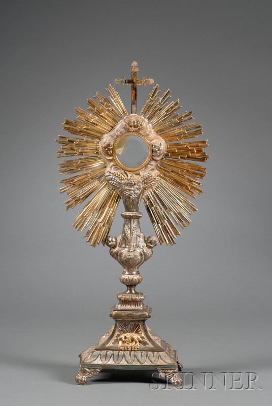 Appraisal: Continental Part Goldwashed Silver Monstrance early th century possibly Polish