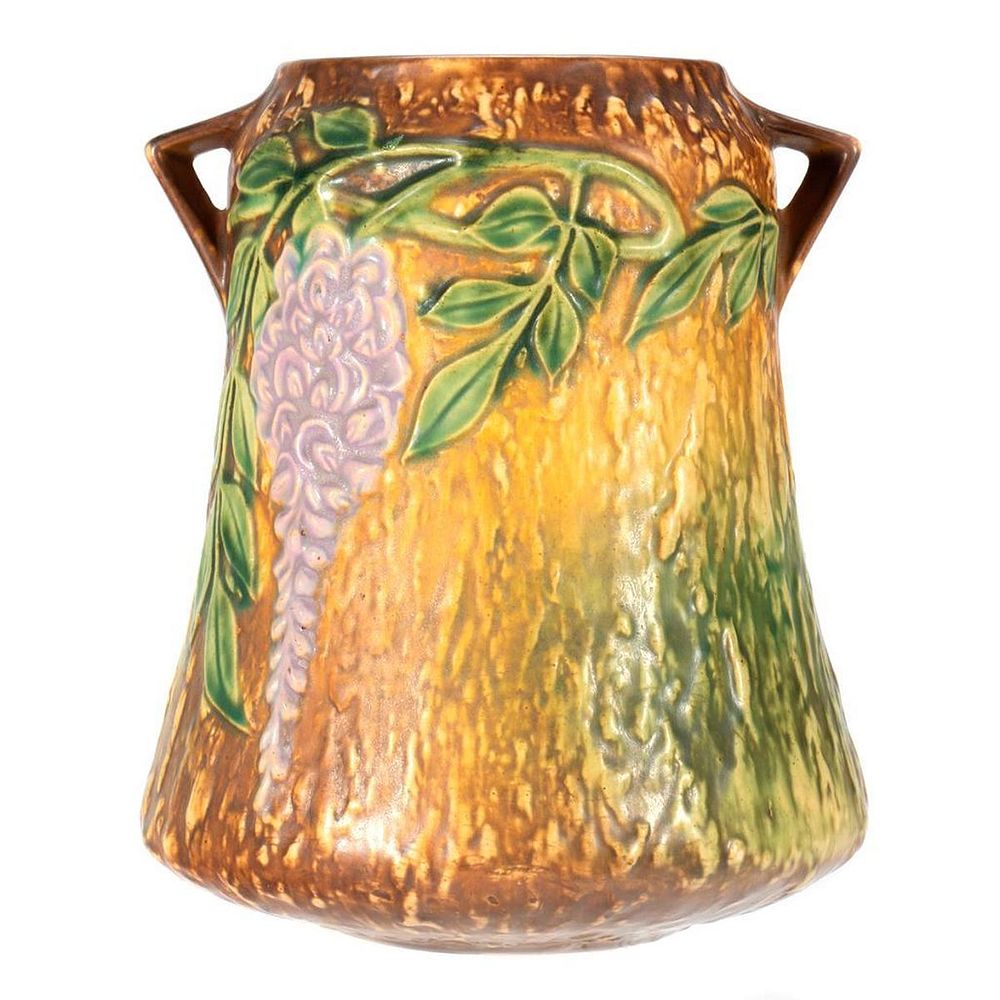 Appraisal: Roseville Wisteria Vase The trailing wisteria on a mottled brown