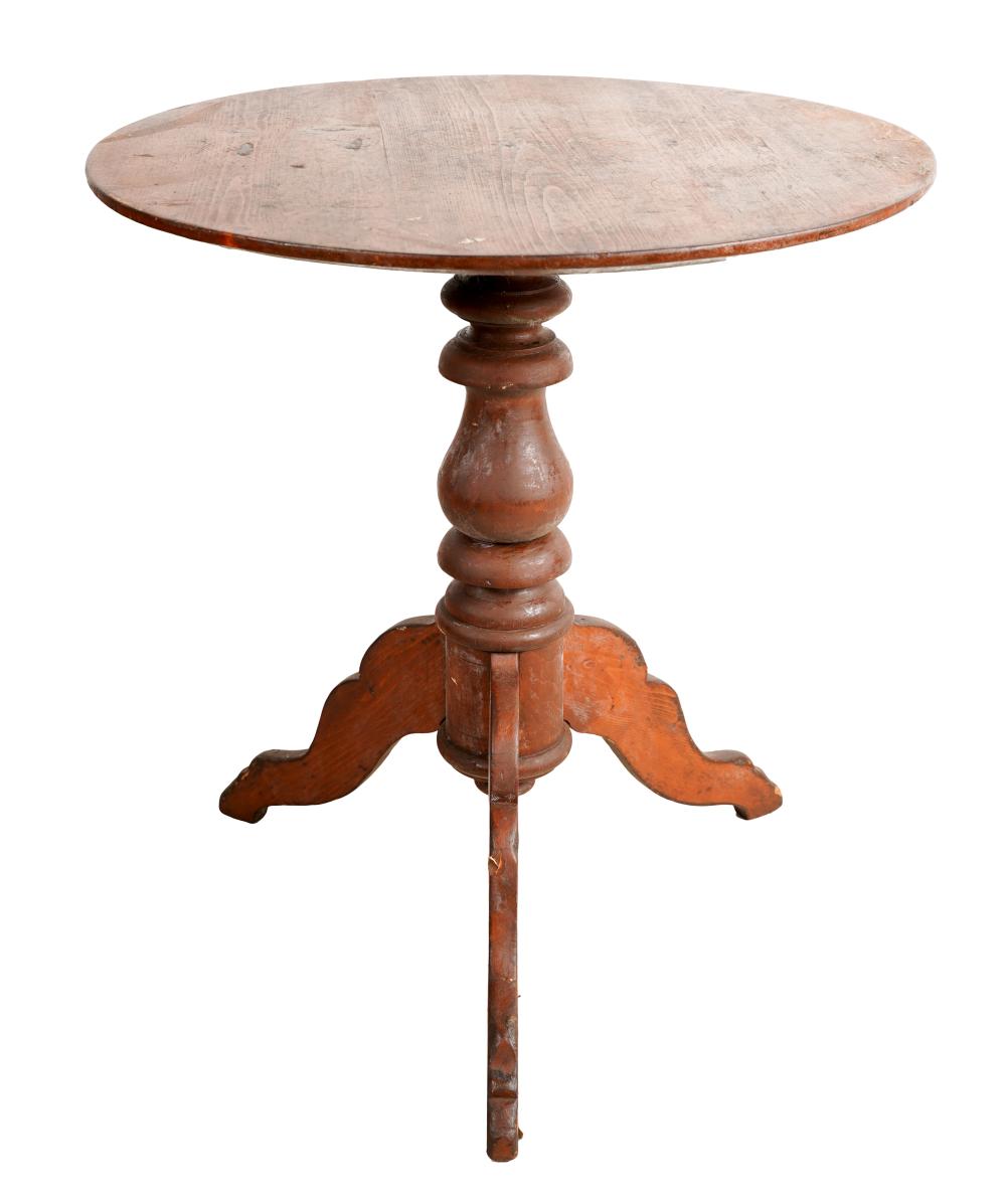 Appraisal: AMERICAN PINE TRIPOD LAMP TABLEwith round fixed top inches diameter