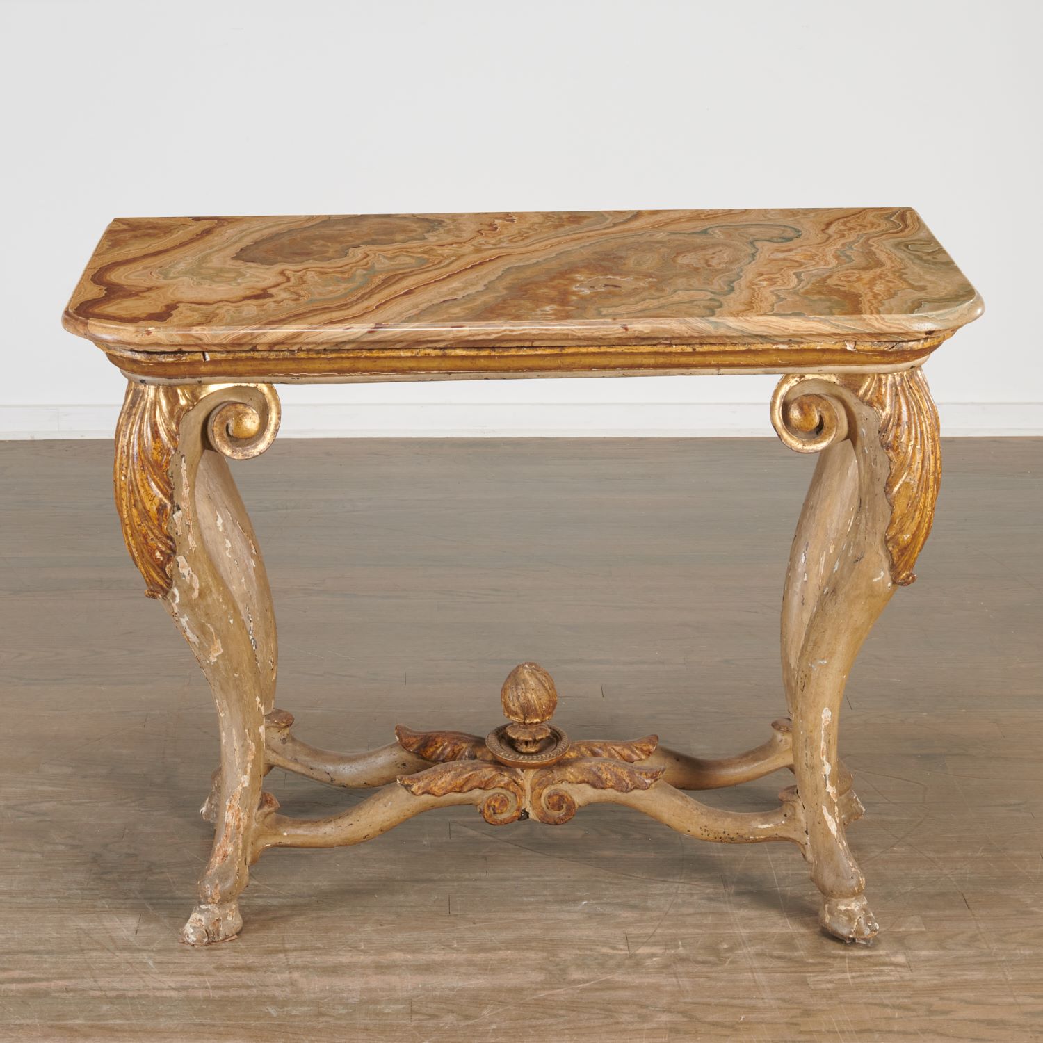 Appraisal: GOOD ITALIAN ROCOCO ONYX-TOP CONSOLE TABLE th c possibly Venice