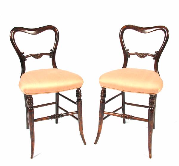 Appraisal: A pair of rosewood balloon back side chairs height in