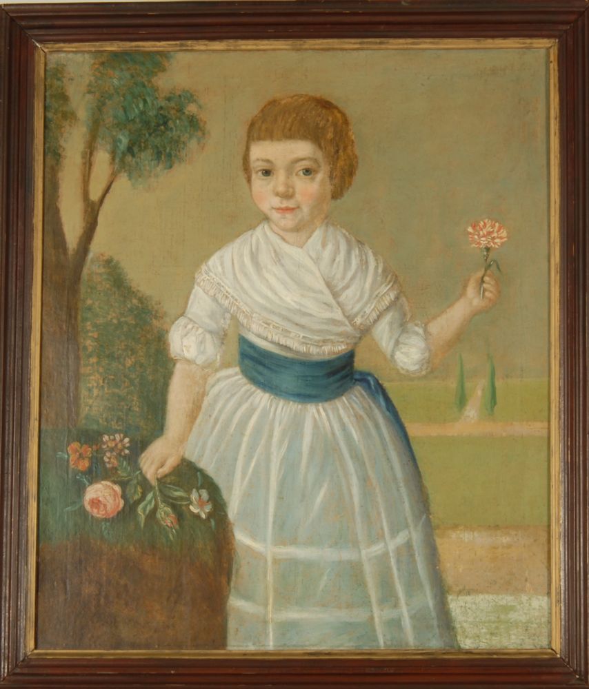 Appraisal: AMERICAN SCHOOLCirca Portrait of Clare Grourwort Unsigned Label affixed to