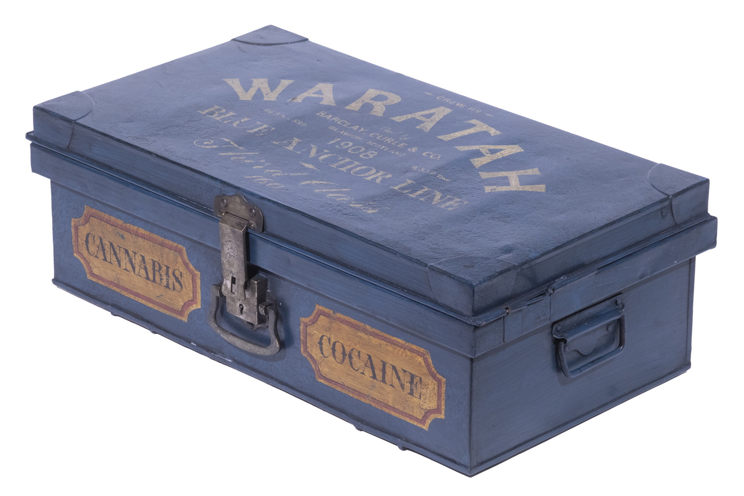 Appraisal: MARINE MEDICAL TIN BOX WARATAH - CANNIBIS COCAINE Blue Painted