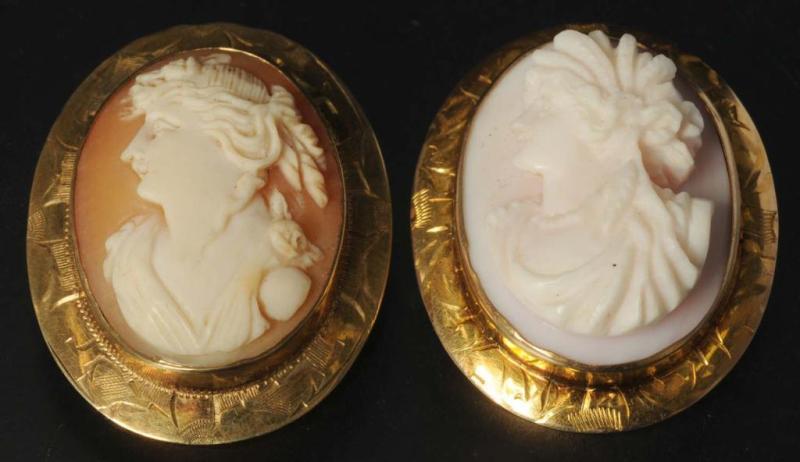 Appraisal: Lot of Antique K Gold Cameo Pins Condition Excellent Size