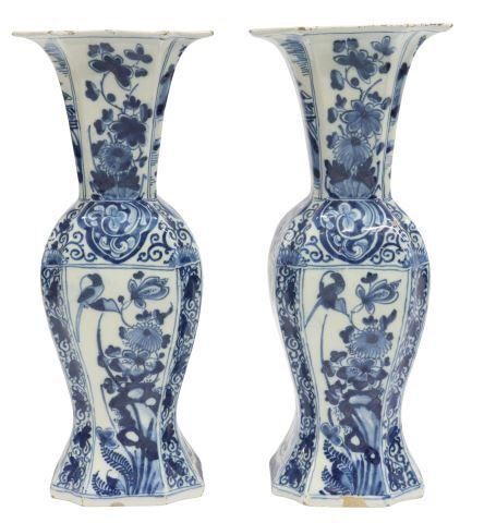 Appraisal: pair Delft tin-glazed earthenware vases marked WK underfoot Willem van