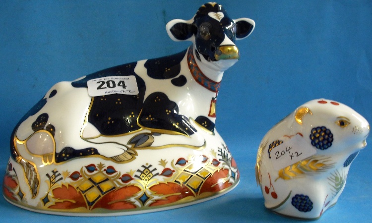 Appraisal: Royal Crown Derby Paperweights Fresian Cow Buttercup and Mouse boxed