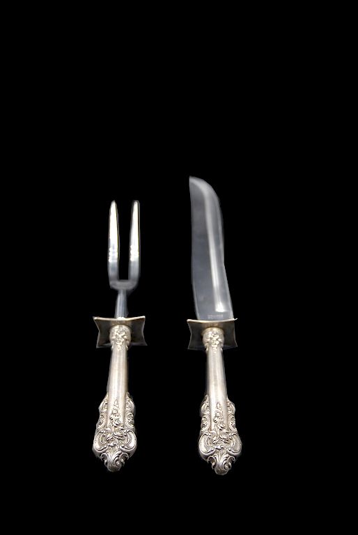 Appraisal: Wallace Grande Baroque Sterling Silver Carving Set Wallace Grande Baroque