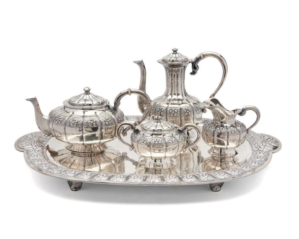 Appraisal: Mexican Silver Four Piece Coffee and Tea Service with Tray