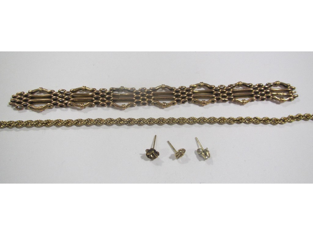 Appraisal: Lot of ct gold to include gate bracelet neckchain and