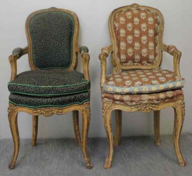 Appraisal: Pair of Antique Louis XV Children's Armchairs From an Park