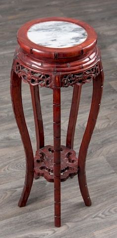 Appraisal: Marble Top Tall Stand Wood stand having a marble top