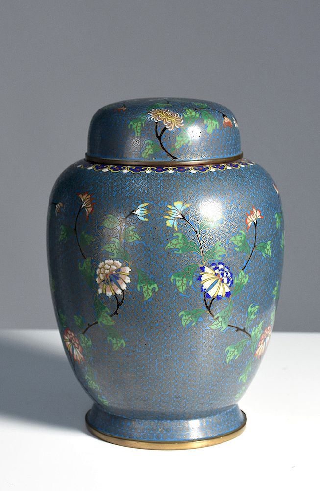 Appraisal: Chinese cloisonn ginger jar Chinese cloisonn ginger jar very intricate