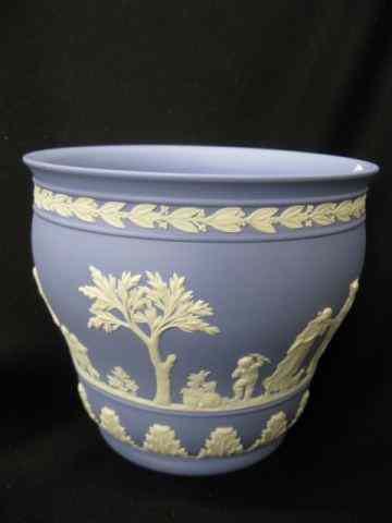 Appraisal: Wedgwood Jasperware Porcelain Jardiniere blue classical scenes with maidens cherubs