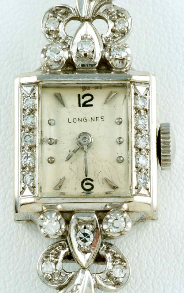 Appraisal: Ladies Longines diamond and white gold wristwatch Case marked K