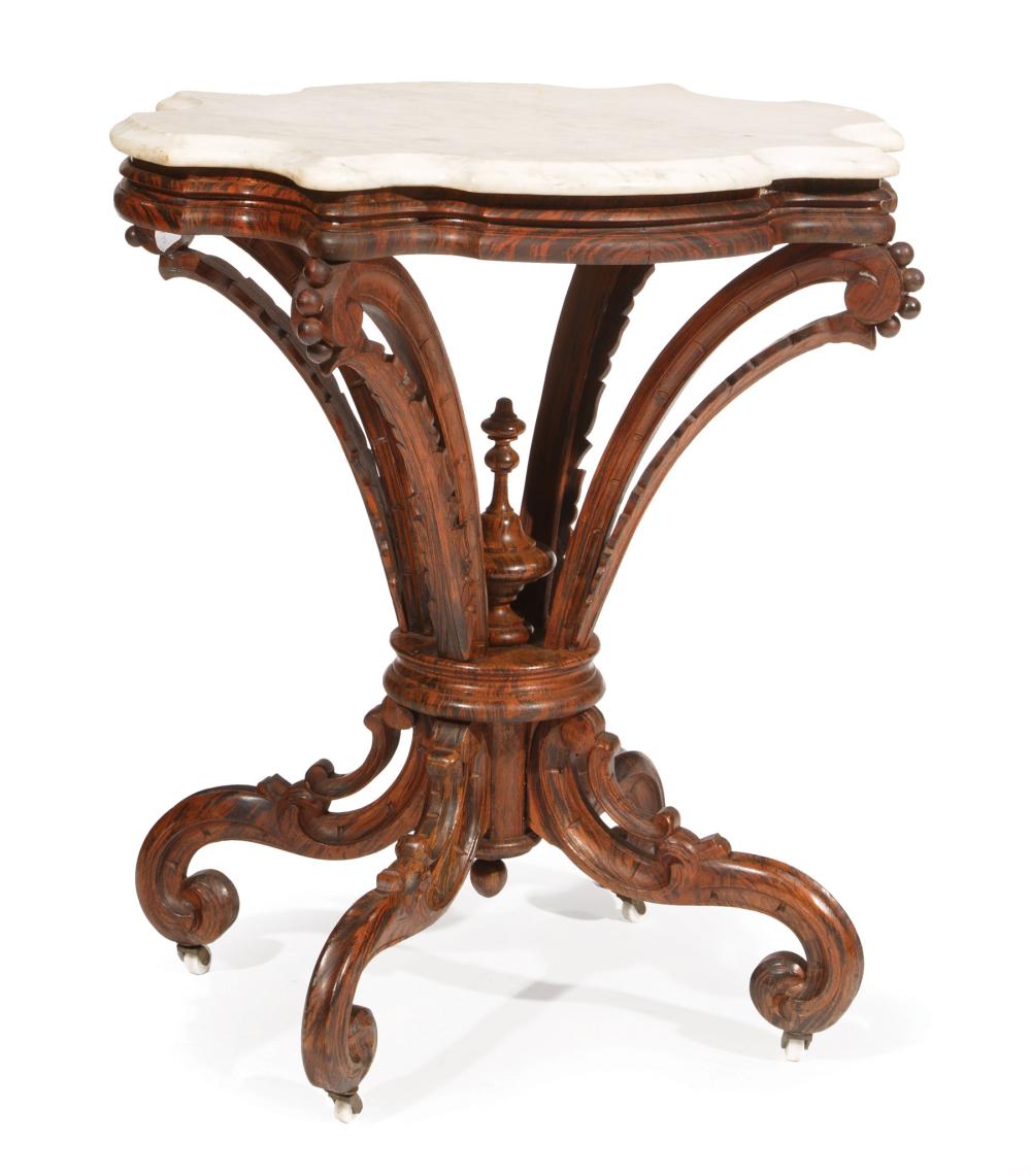 Appraisal: American Rococo Carved and Rosewood Grained Lamp Table mid- th