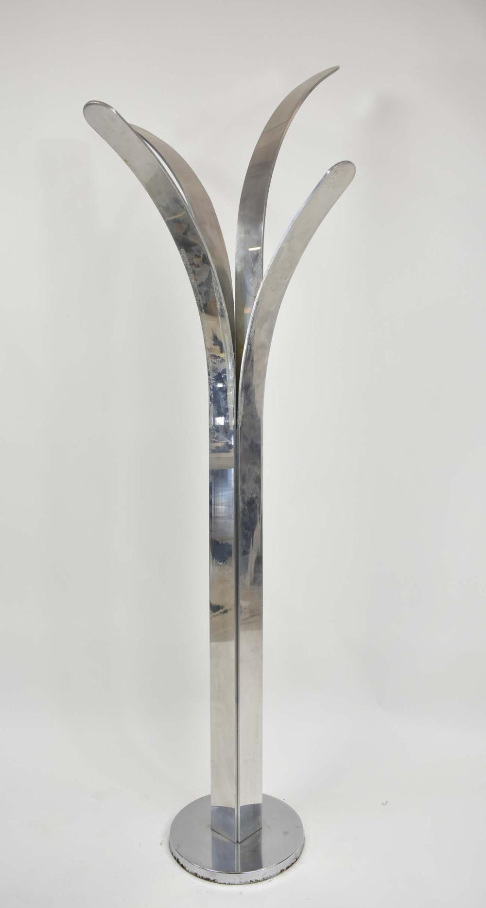 Appraisal: CONTEMPORARY ITALIAN CHROME INDUSTRIAL SCULPTURECirca s Unsigned The stylized tree-form