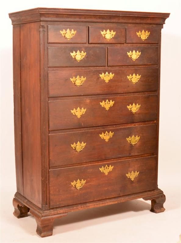 Appraisal: Virginia Chippendale Walnut Tall Chest Virginia Chippendale Walnut Tall Chest