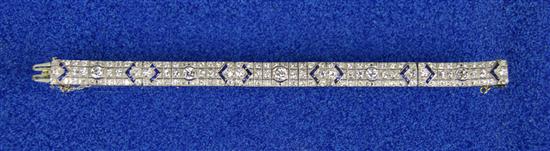 Appraisal: ART DECO PLATINUM DIAMOND AND SAPPHIRE BRACELET set with round