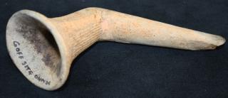 Appraisal: Iroquois trumpet form pottery pipe Goff site Oneida NY repair